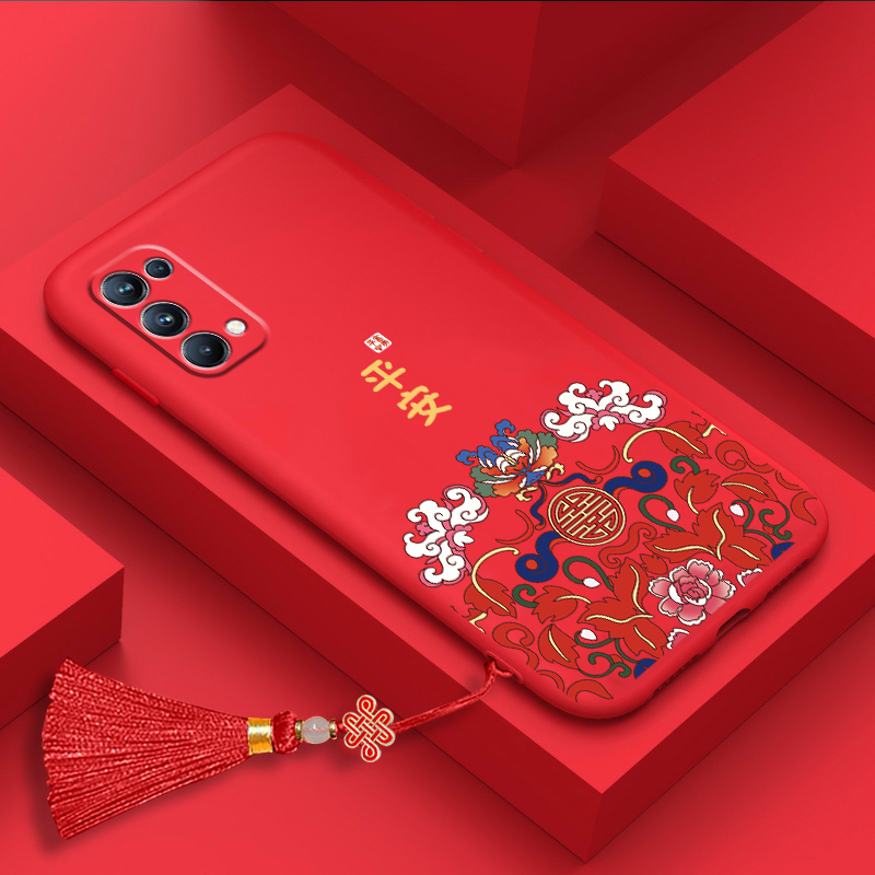 OPPOA55手机壳Reno5K轻薄液态软硅胶防摔磨砂全包镜头保护套网红创意浮雕国潮宫廷风吉祥富贵平安情侣男女款