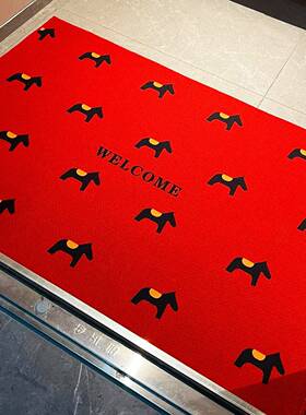 马年入户门地垫进门脚垫红色乔迁新年防滑家用入户玄关客厅易打理