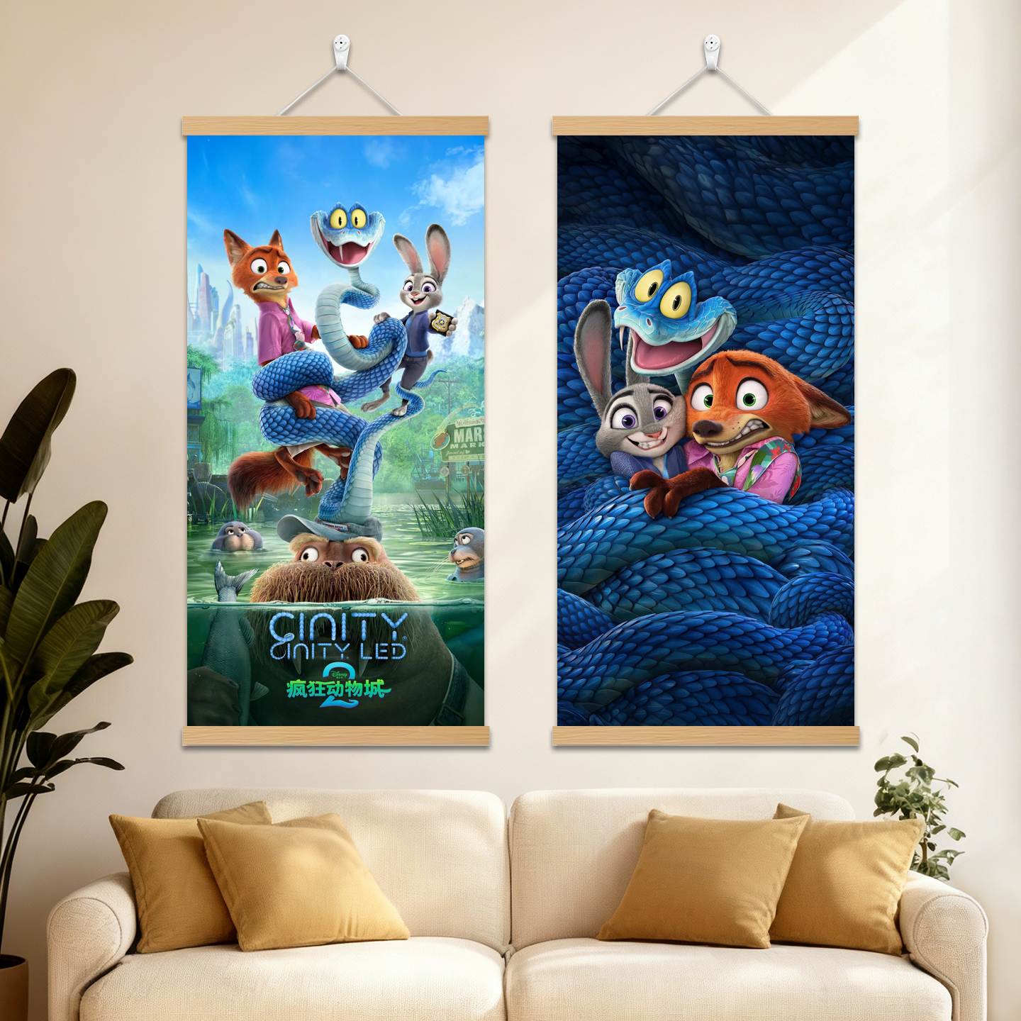 疯狂动物城2实木挂画尼克狐朱迪