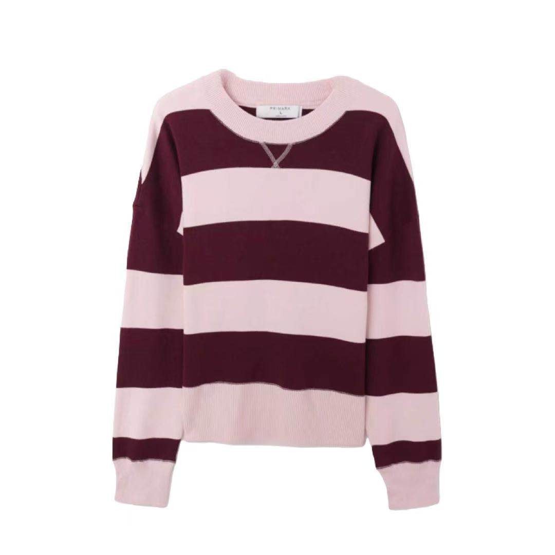 【小乐专享】法式气质高级小众设计感撞色条纹宽松6542#