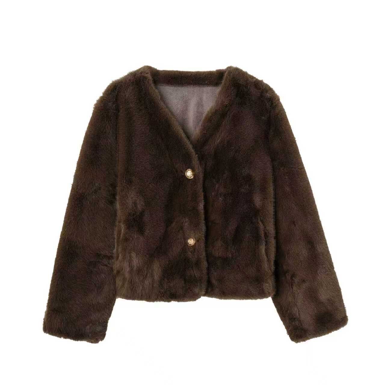 【高端大上新】新款短款毛毛仿皮草小香风上衣 529