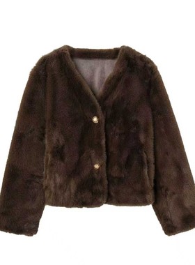 【甜馨Tia专享】新款短款毛毛仿皮草小香风上衣 5299#