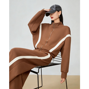 新款 春装 空气棉开衫 卫衣女款 两件套52188 阔腿裤 恩佳专享