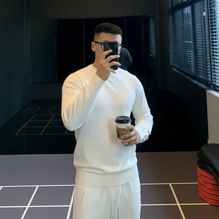 t恤内搭打底秋 圆领长袖 IRONTRAP通勤绵羊毛毛衣男修身 保暖针织衫