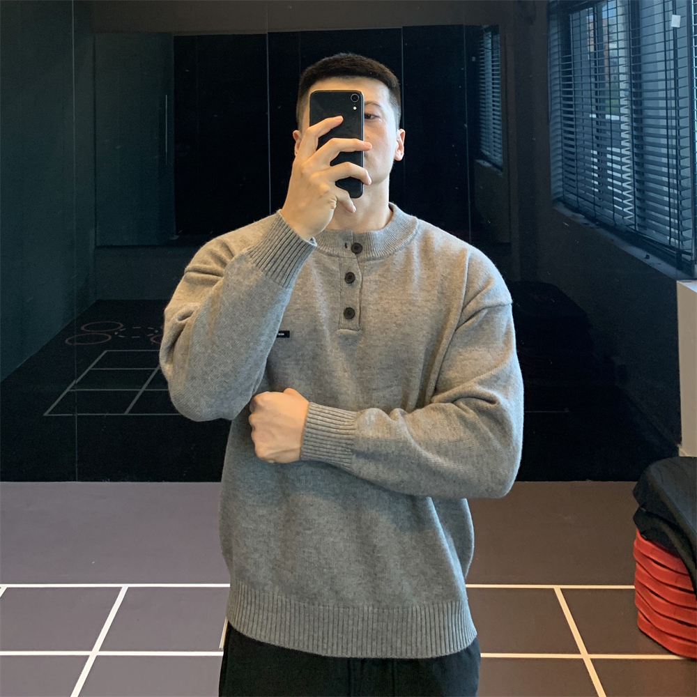 重磅亨利领针织衫打底毛衣长袖