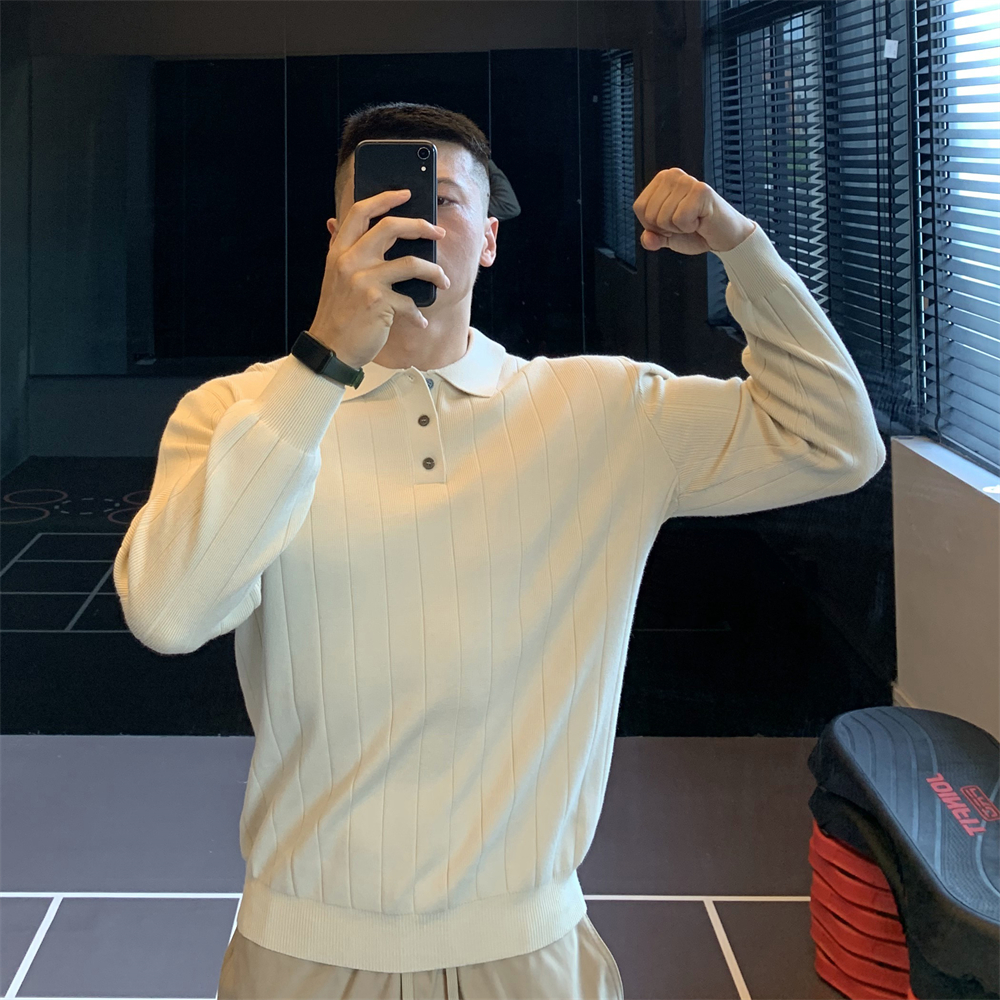 阿美卡叽亨利领polo衫男翻领长袖