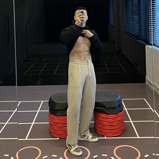 松紧腰裤 IRONTRAP春季 男休闲长裤 340G重磅毛圈直筒运动卫裤 子 新款