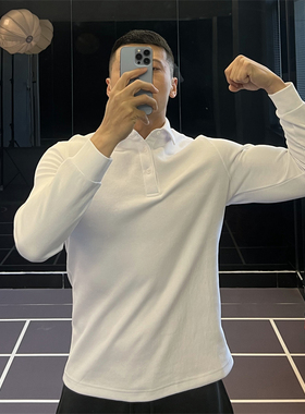 irontrap300G重磅POLO衫长袖T恤男运动健身加厚保暖上衣训练秋冬