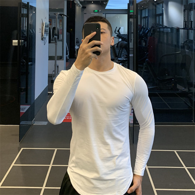 上紧下松长袖遮肚显瘦运动t恤男