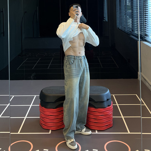 莱赛尔棉牛仔裤男休闲宽松直筒裤