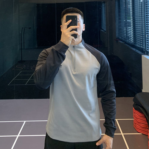 半拉链速干运动t恤男士户外防晒