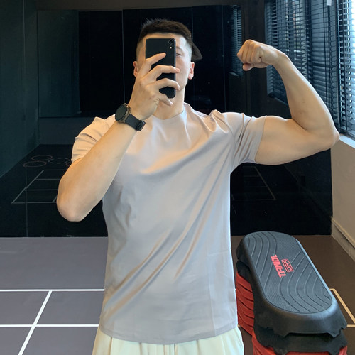 液氨丝光棉短袖t恤男士健身上衣