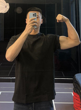 irontrap运动健身短袖T恤打底衫男白色上衣男训练衣服潮流宽松夏