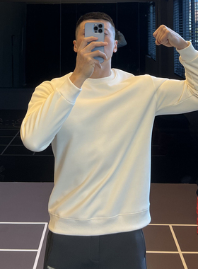 IRONTRAP混纺棉纯色加绒卫衣男舒适抗起球长袖保暖内搭打底上衣秋