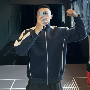 上衣 撞色肌理感运动卫衣外套男立领夹克学院开衫 IRONTRAP春季 新款