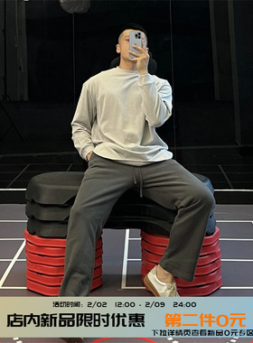 irontrap美式加绒重磅宽松直筒阔腿裤运动长裤健身卫裤休闲男秋冬