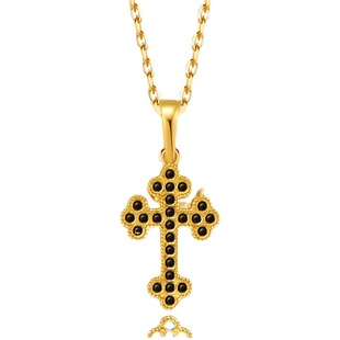 KONCISE孔氏 925银包足金 高端十字珐琅 项链 百搭吊坠金银合金