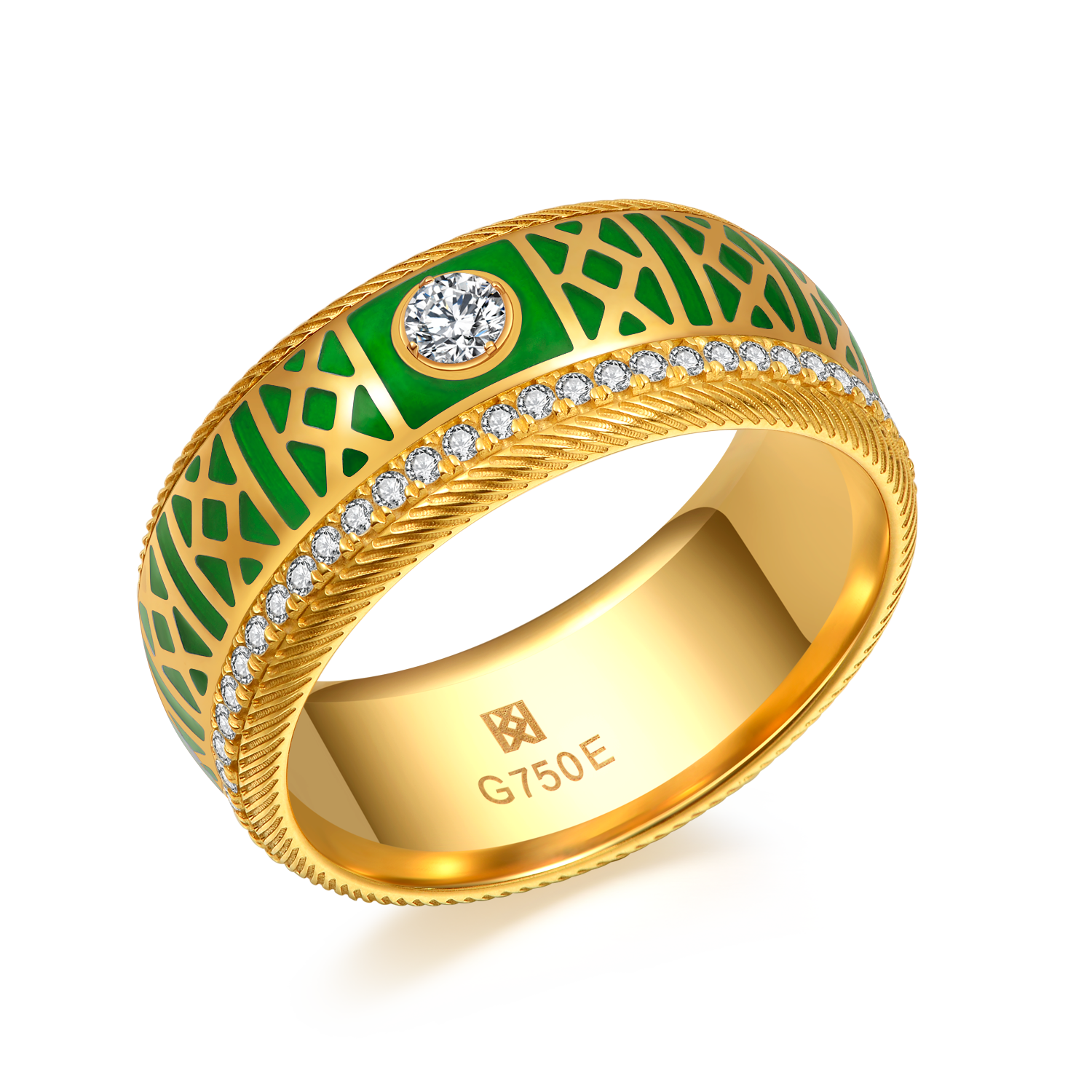 孔氏珐琅真爱系列黄金珐琅戒指男女小众设计情侣黄金戒指送朋友