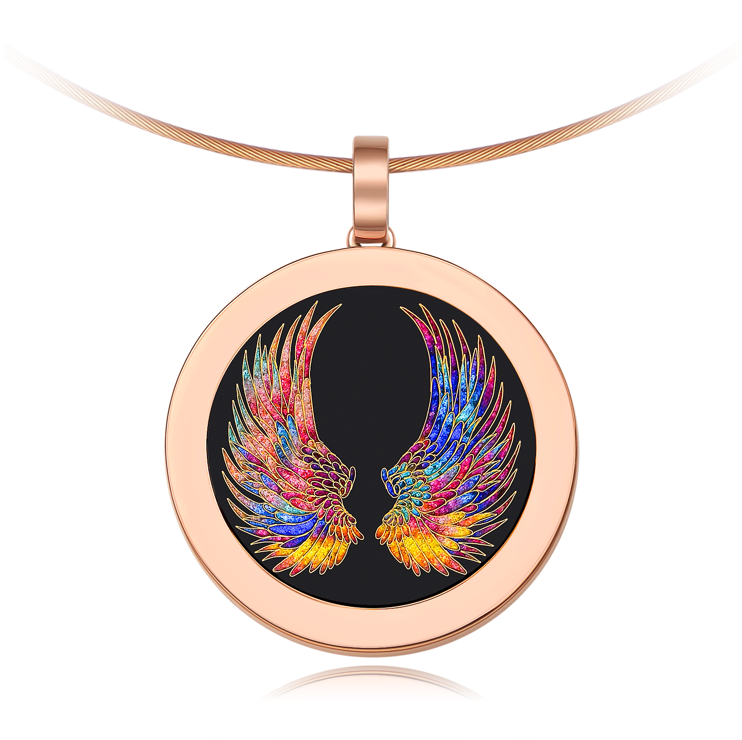 KONCISE孔氏珐琅 天使之翼系列 18K玫瑰金 掐丝珐琅 定制大号吊坠