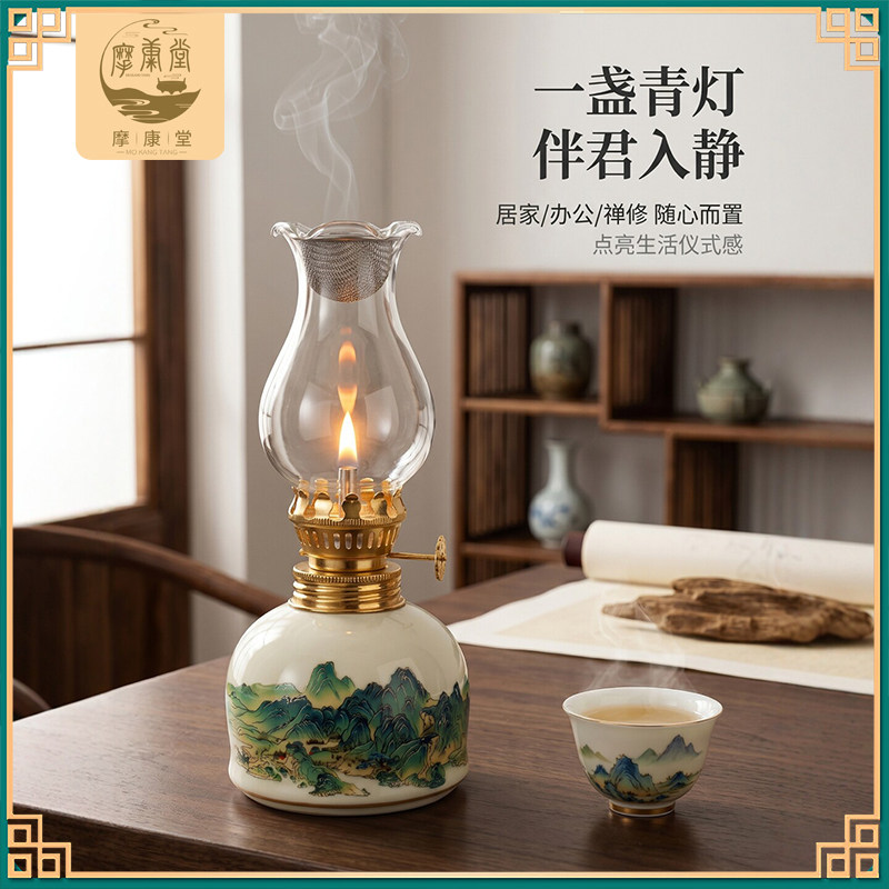 千里江山复古煤油灯沉香礼盒