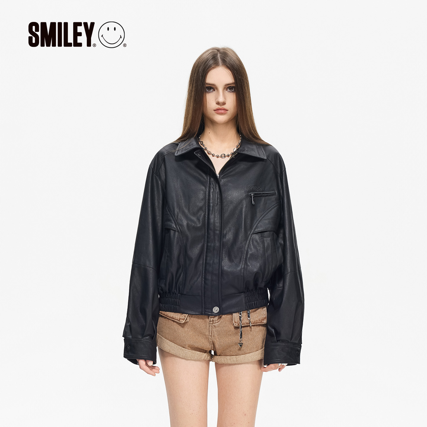 SMILEY/微笑宝贝美式辣妹皮衣