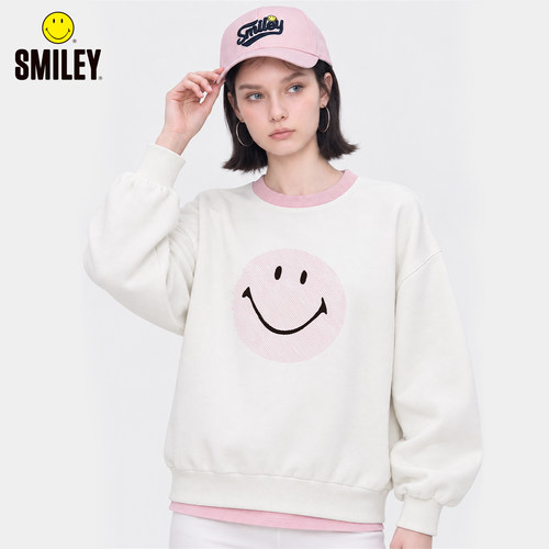 SMILEY秋冬笑脸印花宽松卫衣女