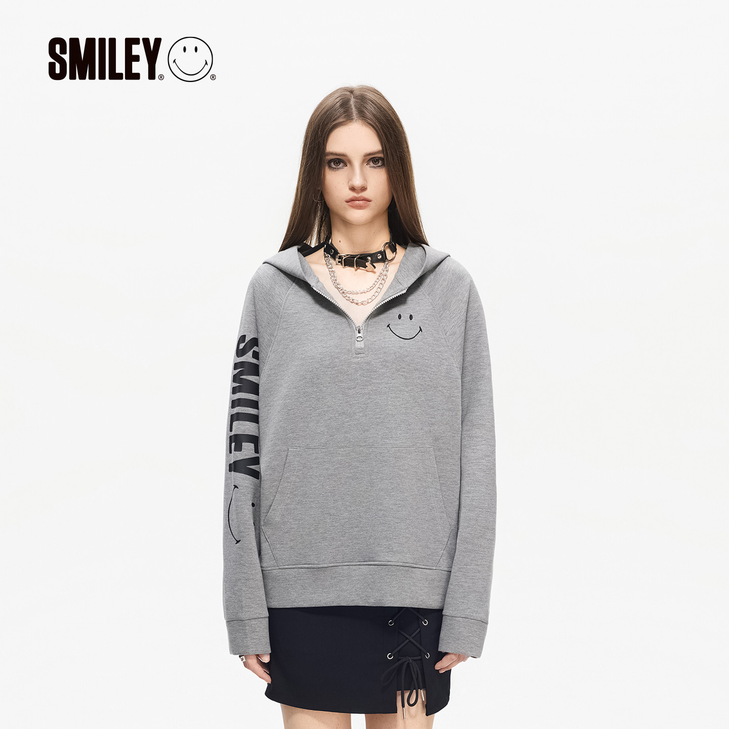 SMILEY笑脸连帽拉链卫衣