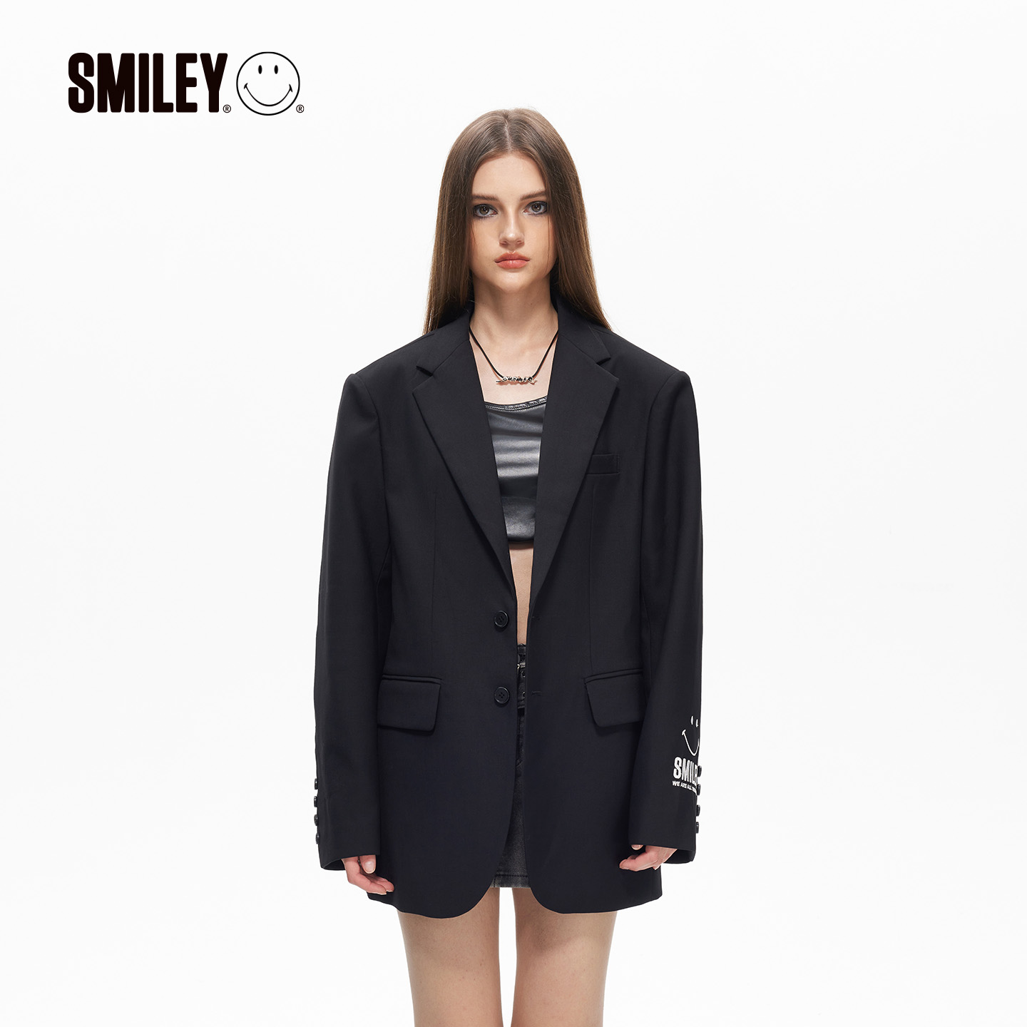 SMILEY春秋外套黑色韩式宽松显瘦