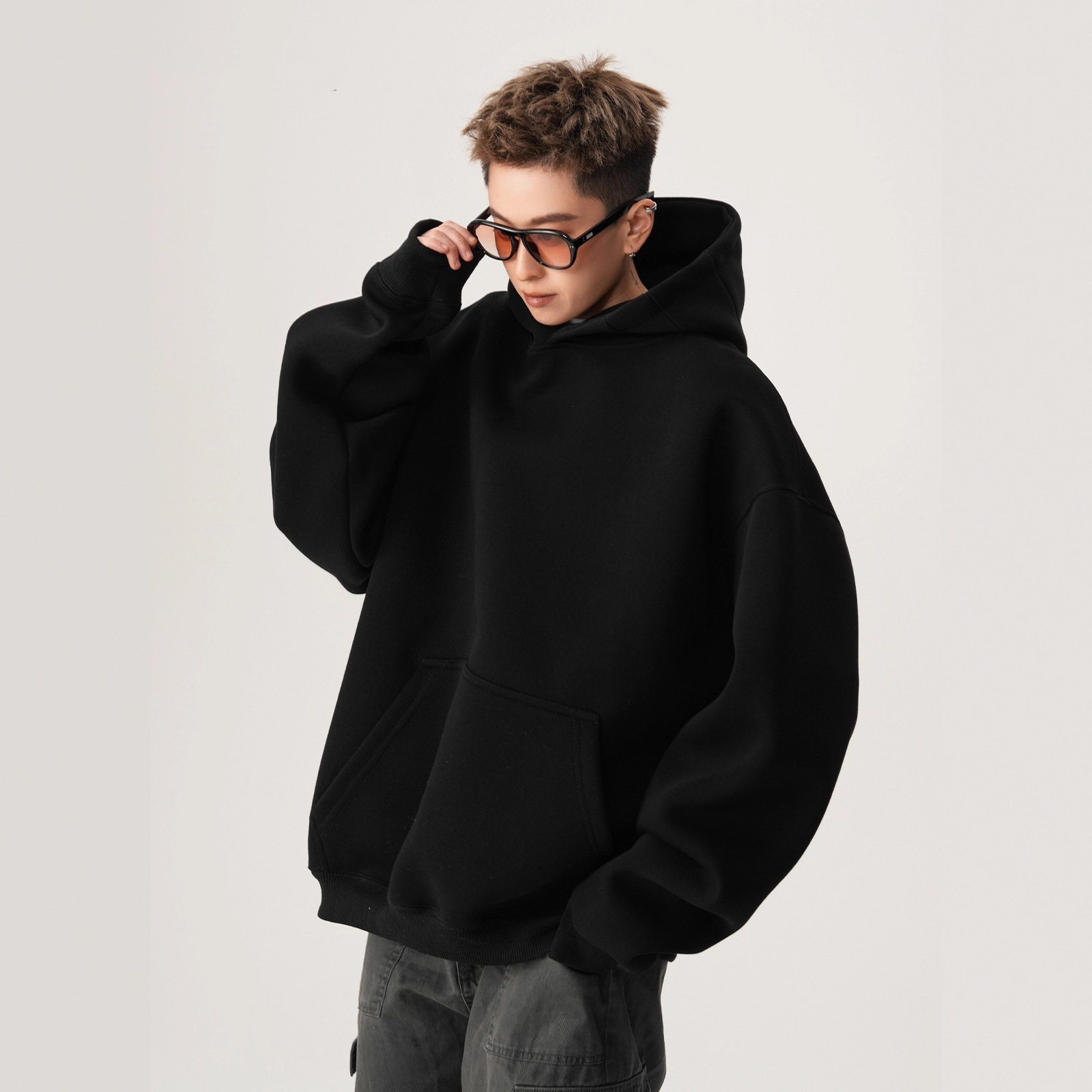 连帽卫衣男式重磅boxy美式潮