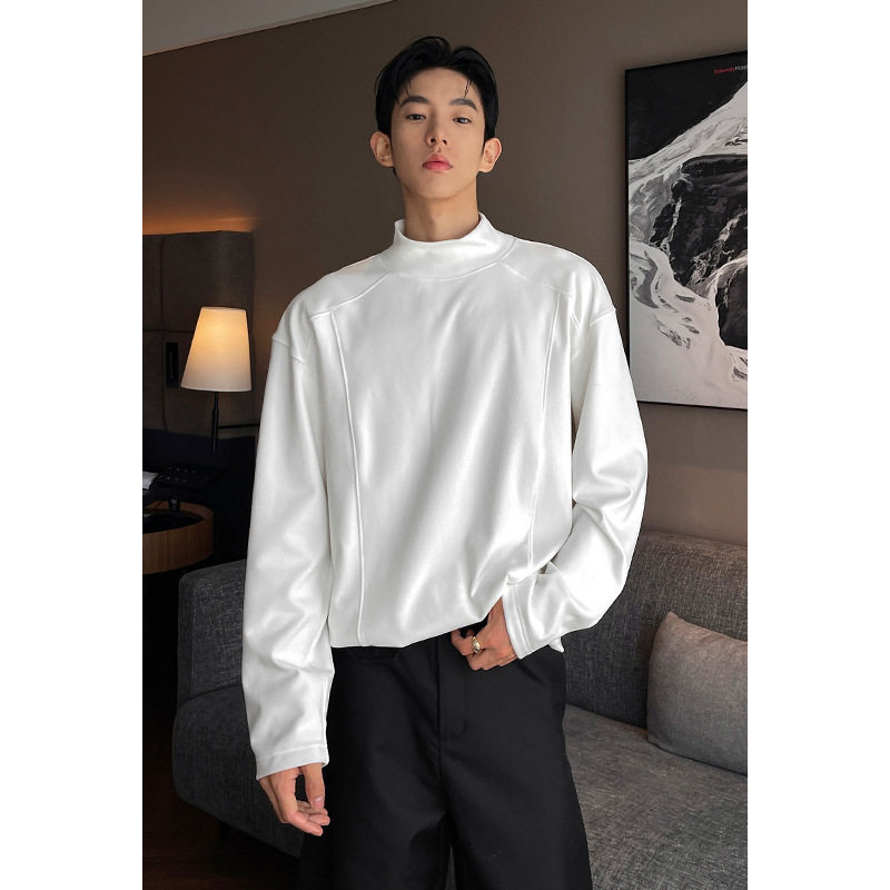 灰色德绒打底衫男款春季拼接