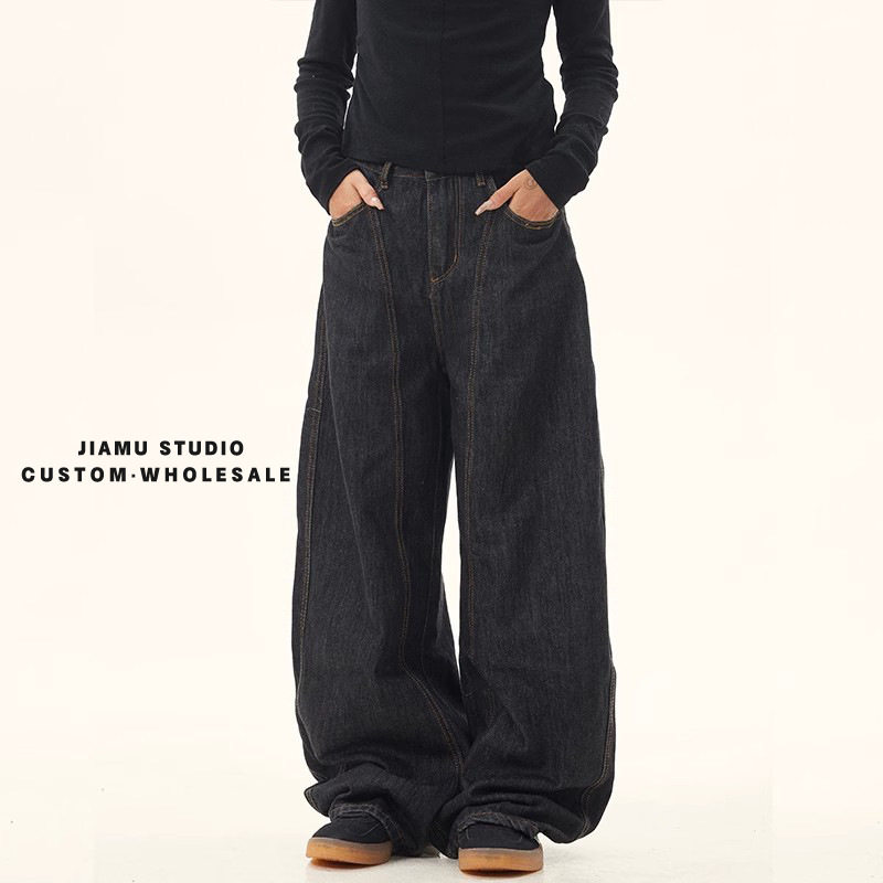 美式弯刀梨形显瘦牛仔裤