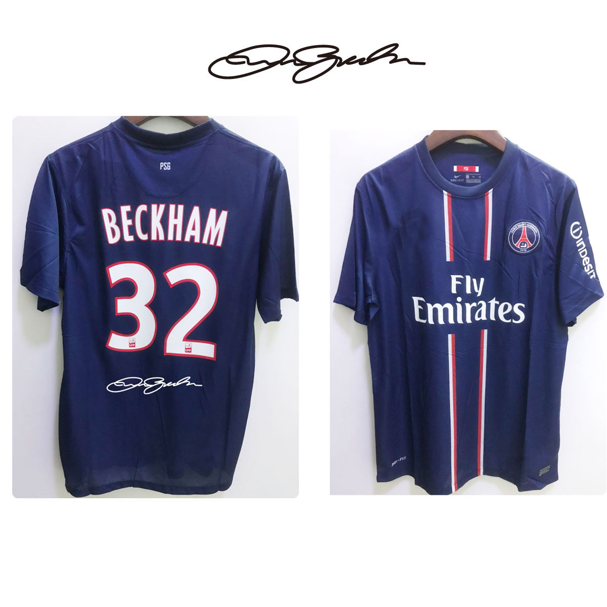 2012-2013巴黎贝克汉姆签名球衣小贝印签复古足球服#32 beckham