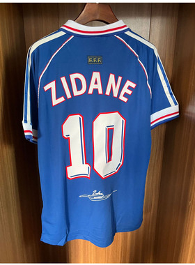 1998世界杯齐达内签名球衣10号ZIDANE印签复古短袖足球服