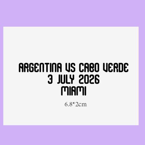 2026阿根廷对阵佛得角对赛Argentina Match Details热转印小字