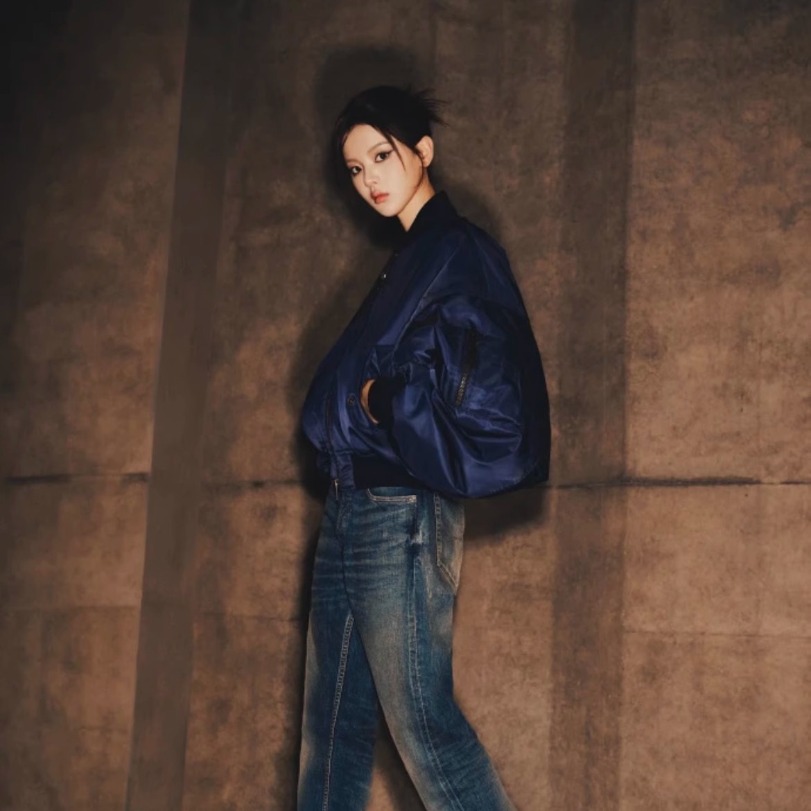 重磅街头朋克Bomber飞行员夹克男女同款蓝紫色个性夹克棉服上衣