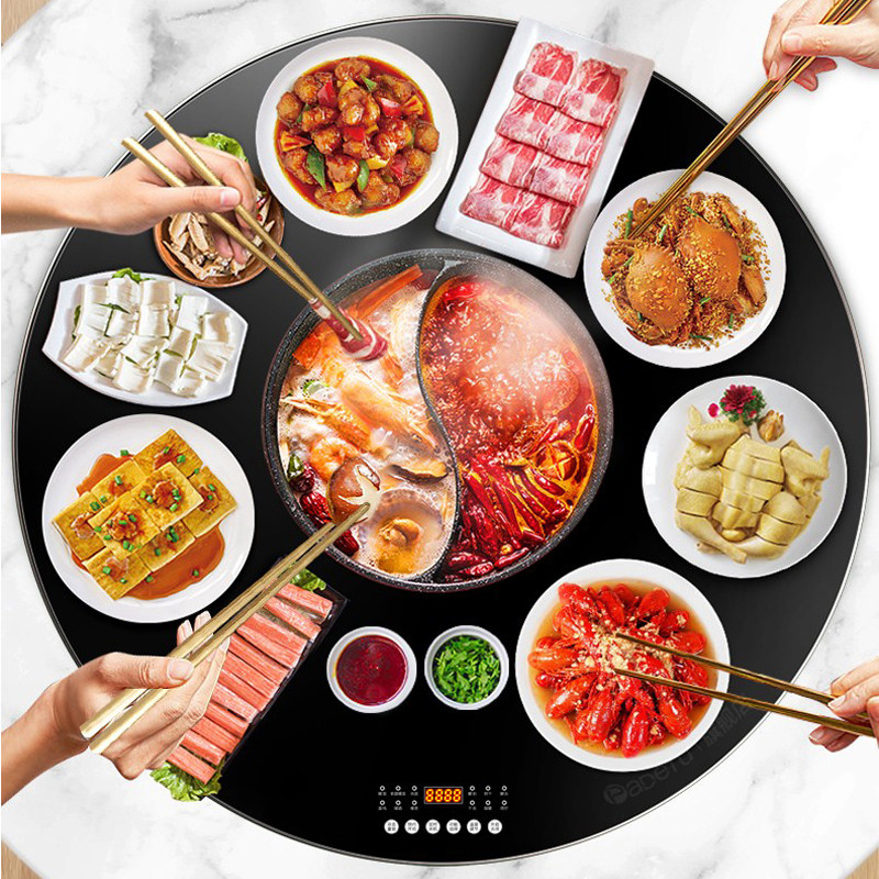 asma艾仕玛2022新款智能家用多功能暖菜板自动转盘旋转电磁炉火h