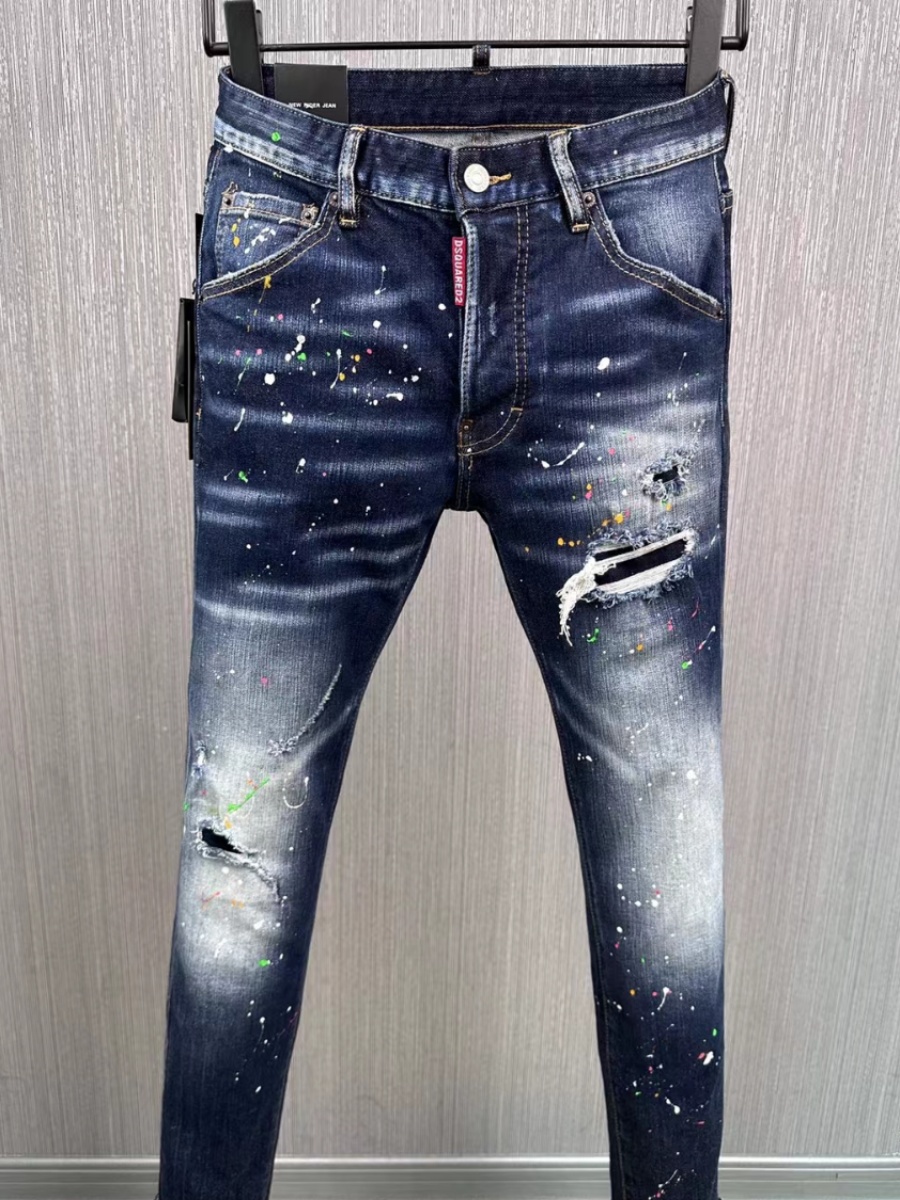thumbnail for Dsquared2 Jeans 2023 New Ripped Trendy Brand Second-Order D2 Men&#039s Slim Fit Skinny Pants Direct Sale