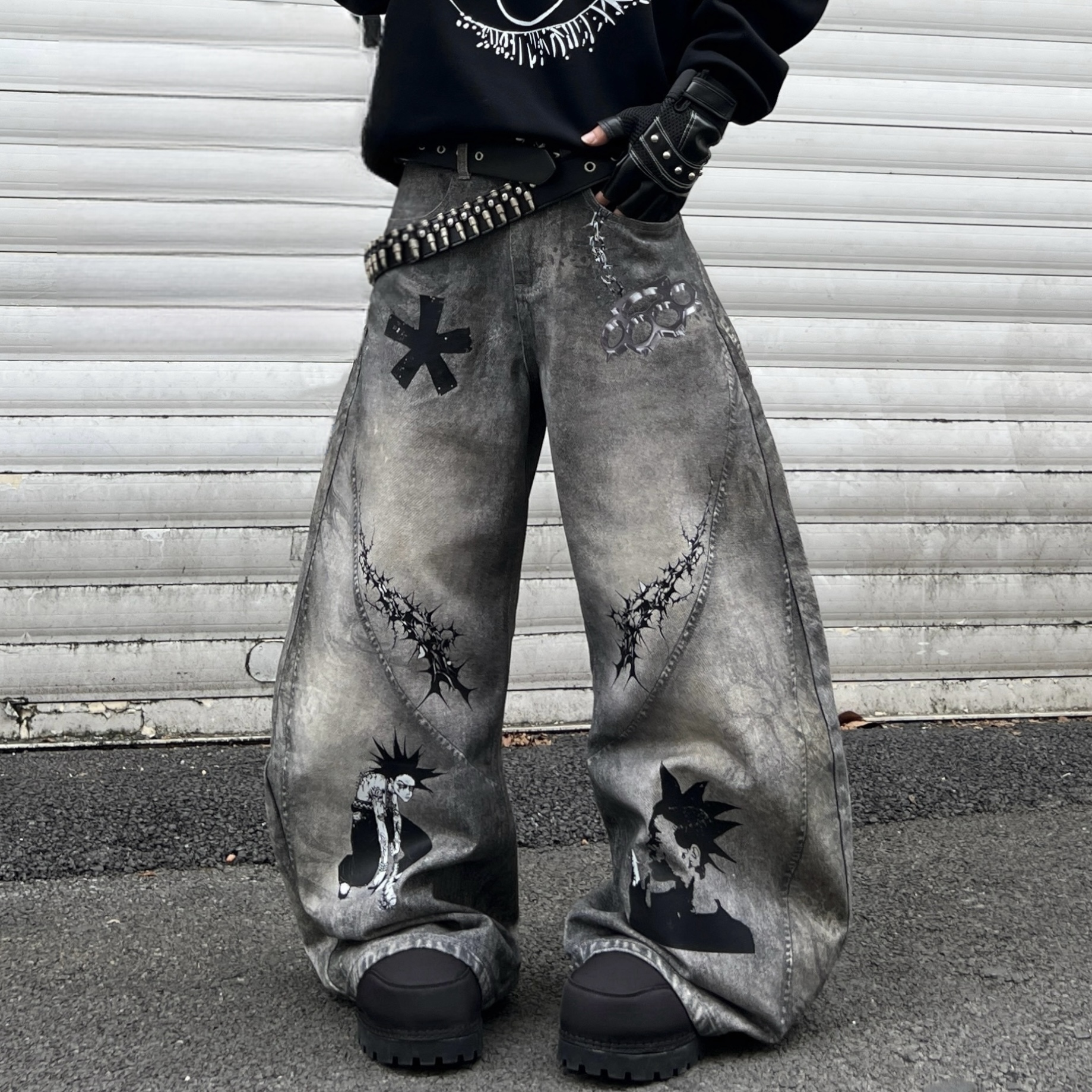 原创小众亚文化牛仔长裤