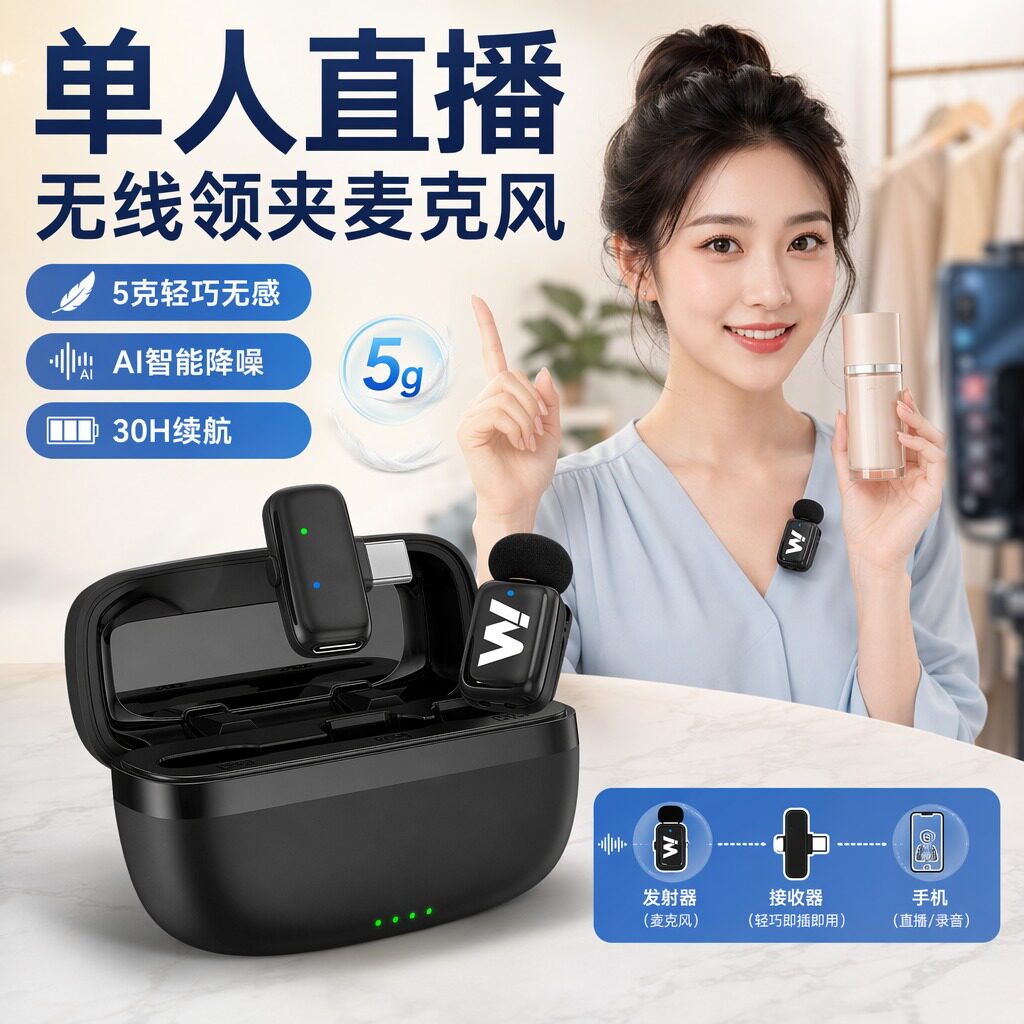 麦拉达X2mini迷你无线领夹式降噪收音麦克风手机直播专用录音话筒