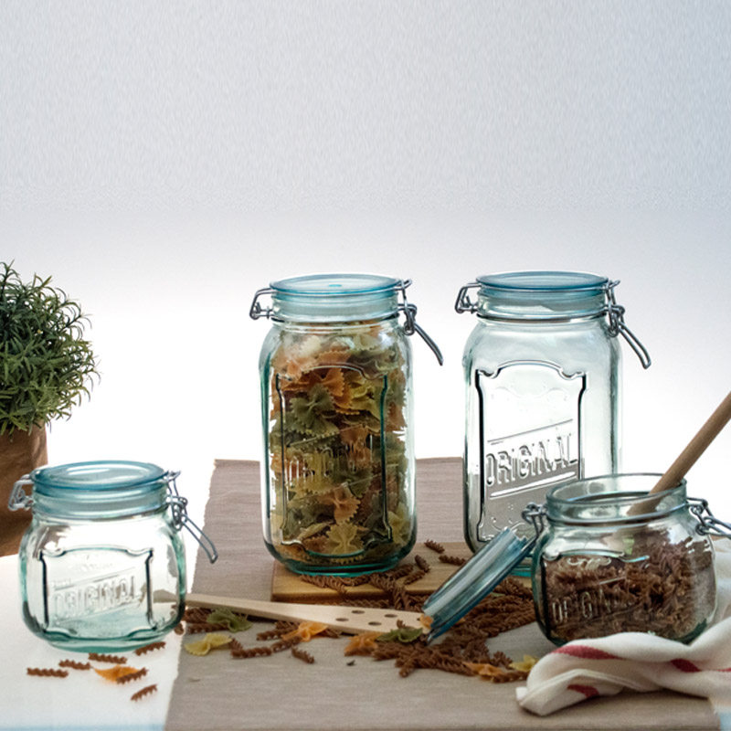 利快进口西班牙VSM密封罐字母厚玻璃瓶带盖食物储物罐保鲜创意