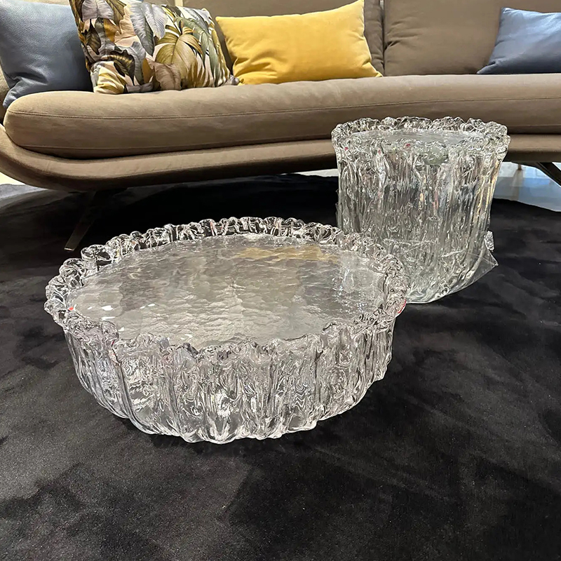 水波纹边几设计师透明树脂家具