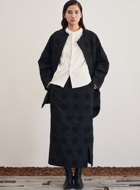 MAO MART原创｜春秋中长款时尚中式绣花中长款棉服外套上衣女