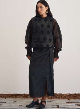 MAO MART原创｜春秋桑蚕丝时尚休闲斜襟牙尖褶衬衣女