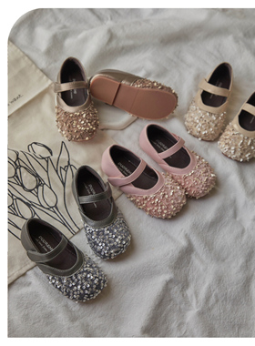 DuoReMi秋季新款BR2466韩版儿童舒适亮片洋气浅口拼接公主水晶鞋