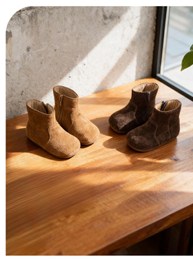 duoremi冬季25aw34棉鞋男女儿童靴子真皮雪地靴时尚儿童马丁靴子