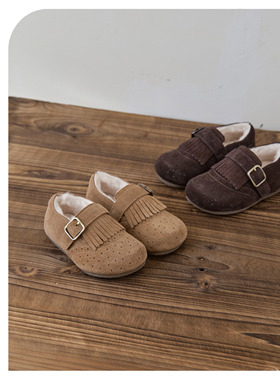 ng1018时尚潮流男女童软底拼接棉鞋流苏冬季新款加绒保暖品牌