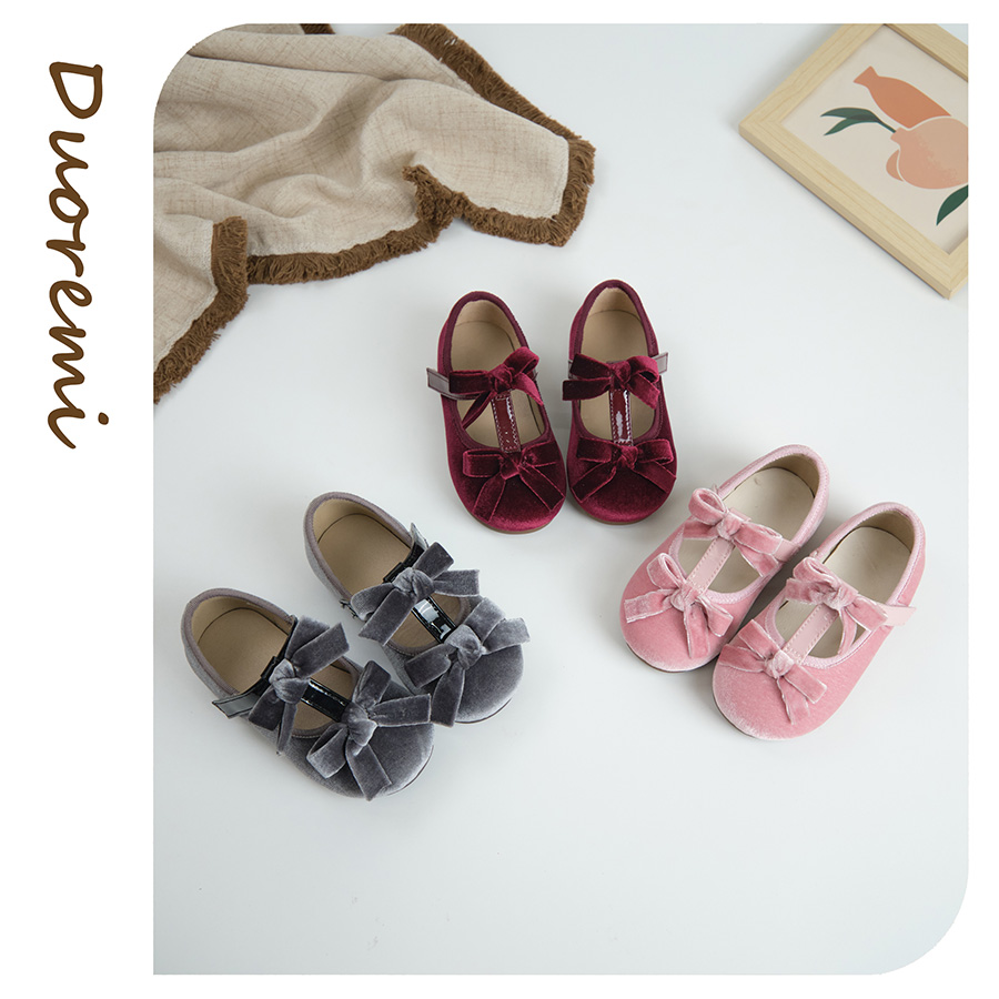 duoremi儿童2025春秋新款26ss01女童公主鞋蝴蝶结鞋软底小皮鞋