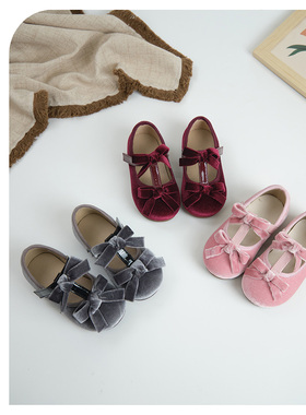 duoremi儿童2025春秋新款26ss01女童公主鞋蝴蝶结鞋软底小皮鞋