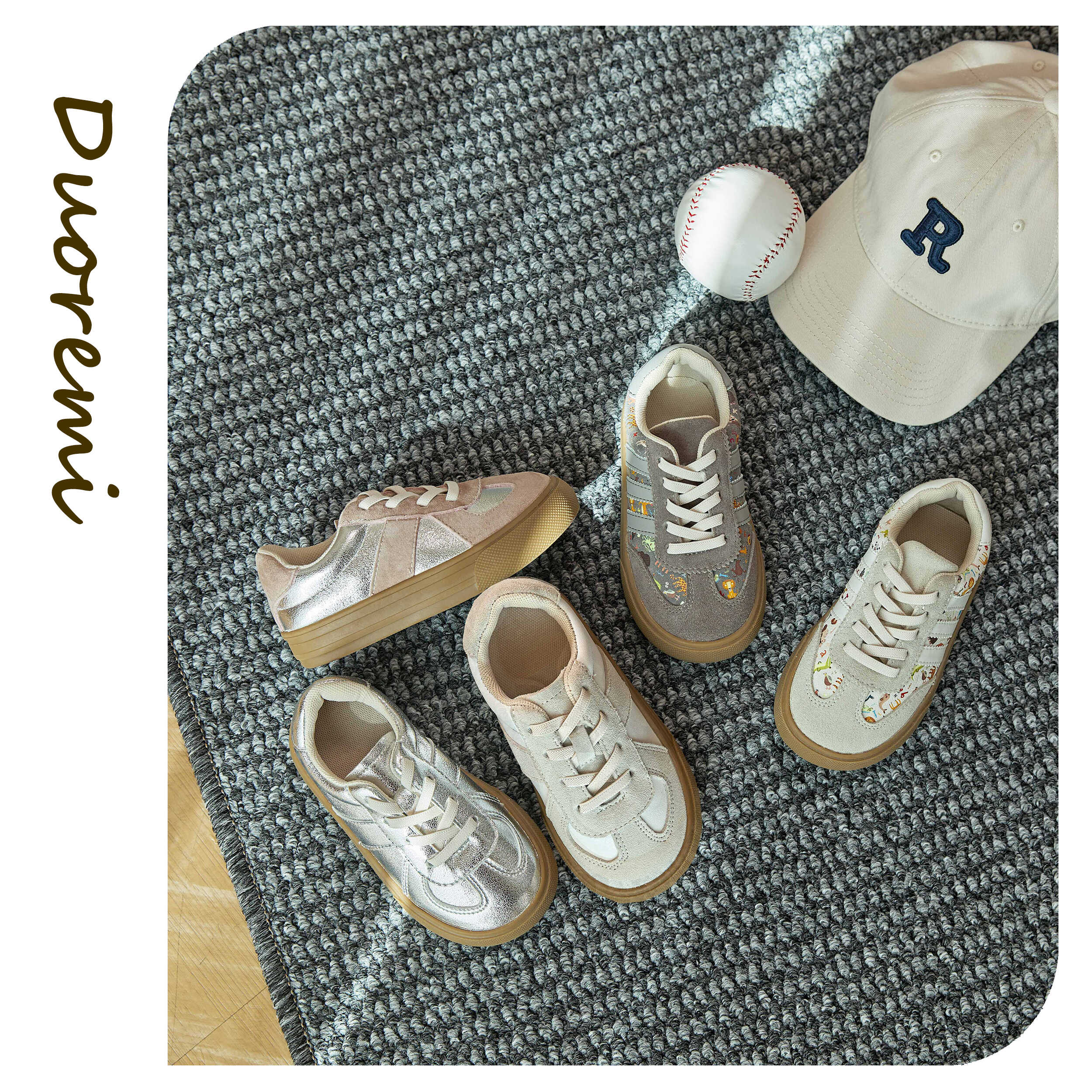 休闲复古卡通儿童德训鞋轻便