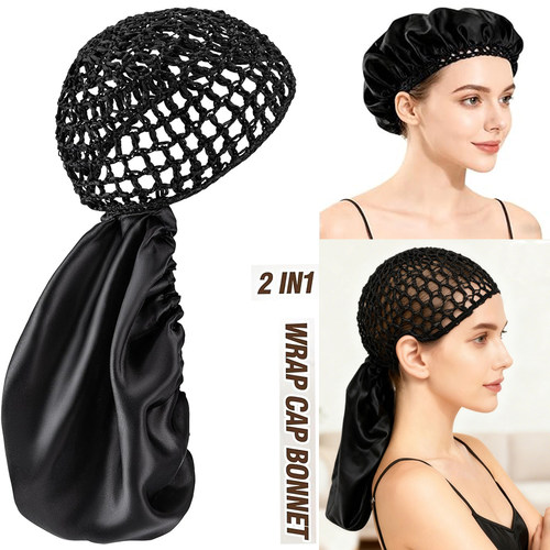 2合1双层卷边睡眠帽发帽